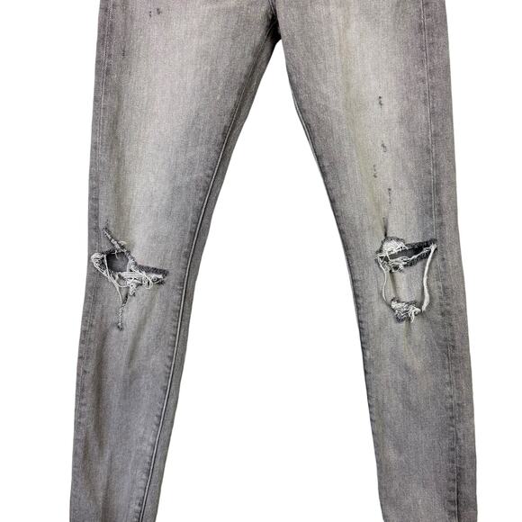 Levi's 505C Light Gray Denim Distressed Slim Straight Mid Rise Jeans - Picture 6 of 11